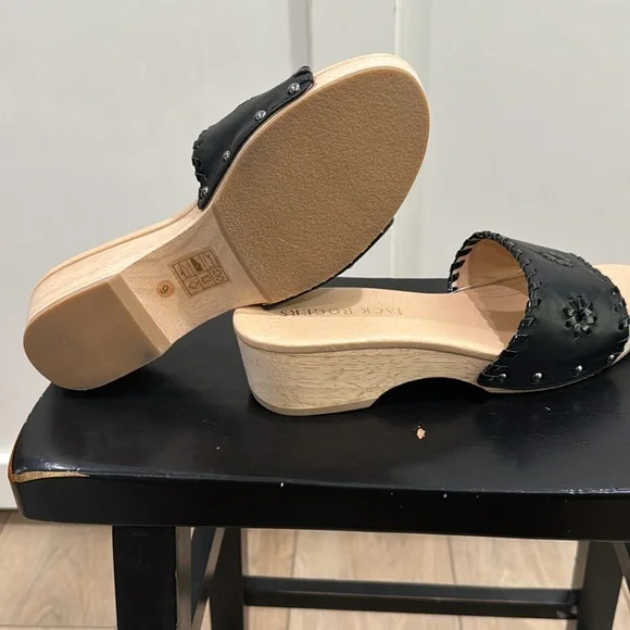 Jack Rogers Leather Breaker Clog Sandals Black - size 9 Medium - Picture 3 of 9